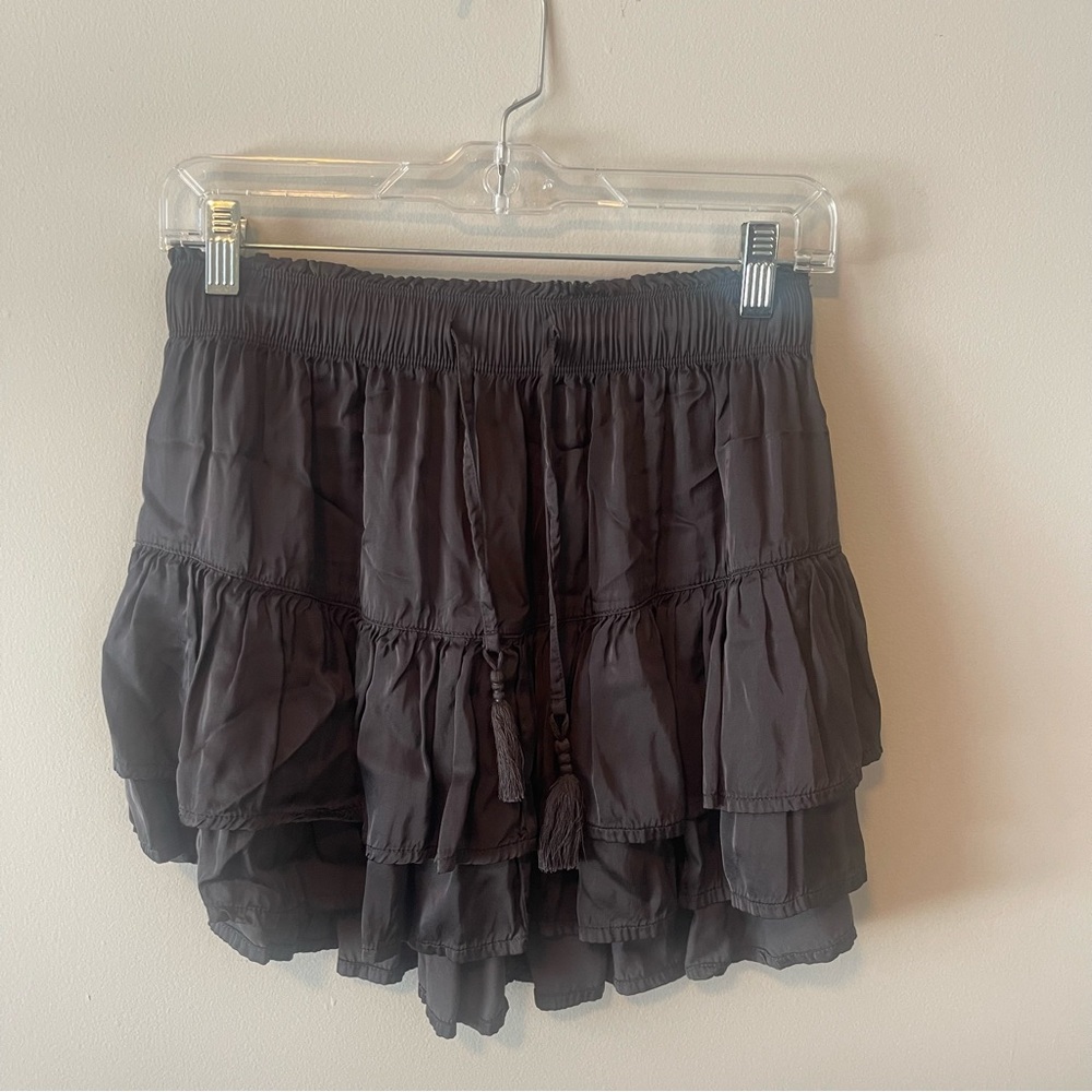 Aerie Ruffled Tiered mini skirt satin S